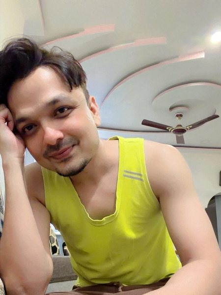 Vivek Tirpude at home, in a photograph taken before his surgery